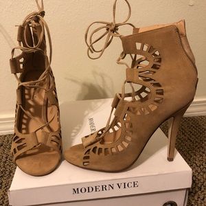 Nude suede heel. Size 8